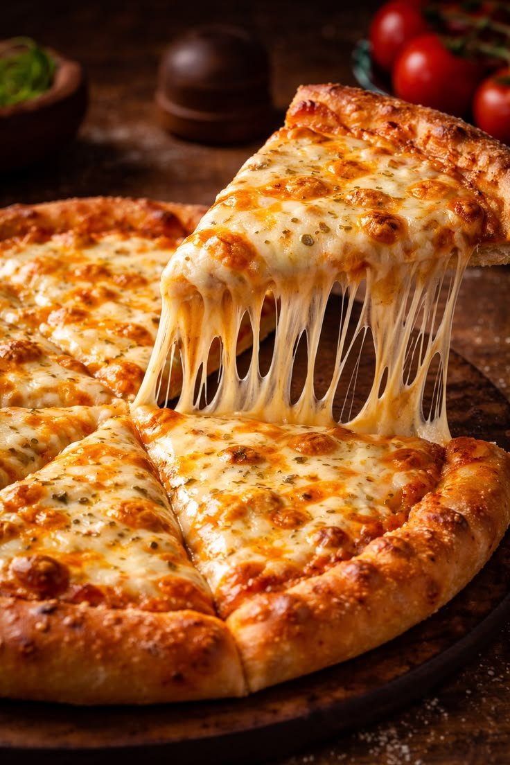 ultimate double cheese pizza pull 🧀 extra cheesy, melted perfection